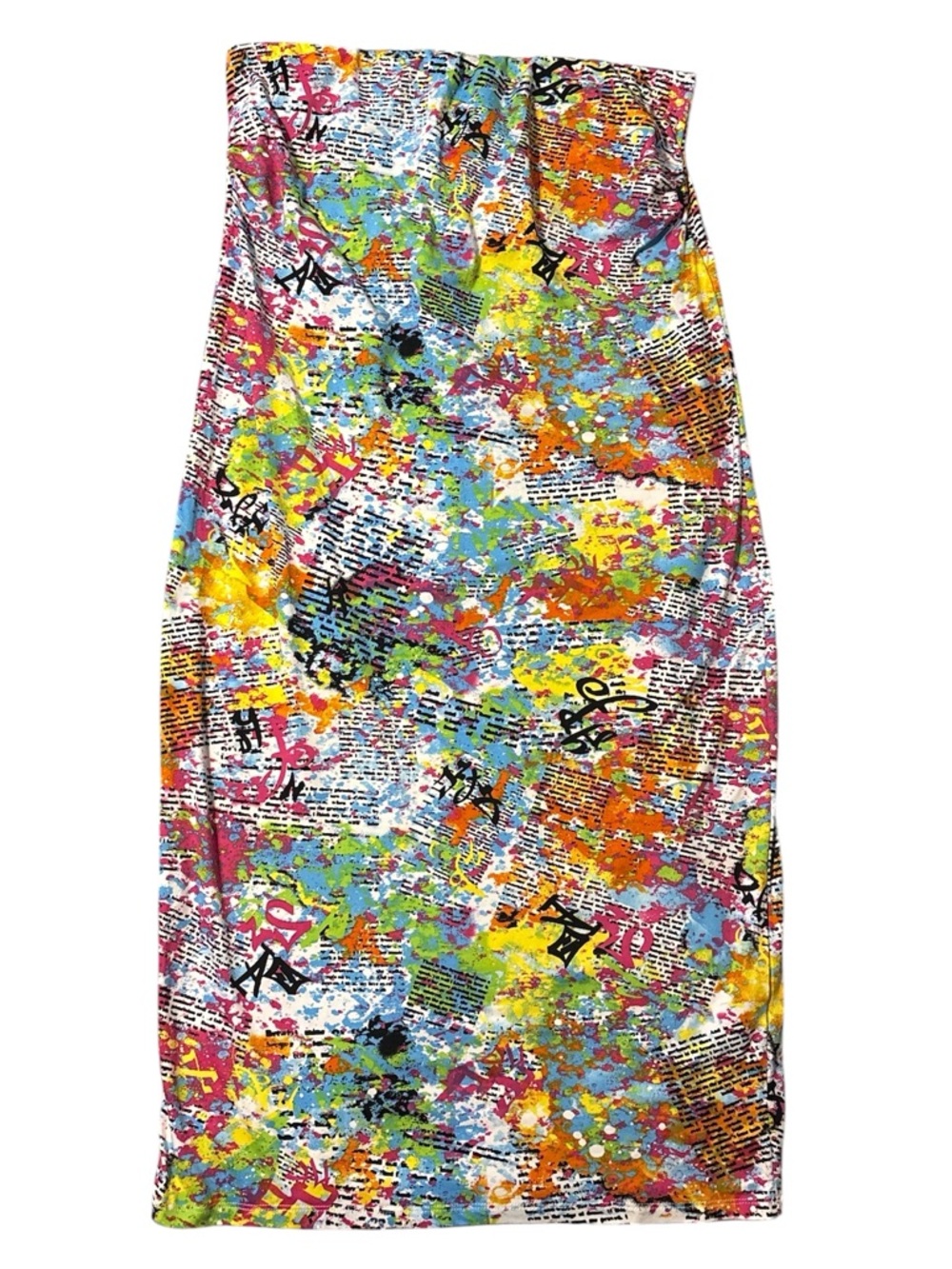 Strapless Multicolor Abstract Print Tube Dress